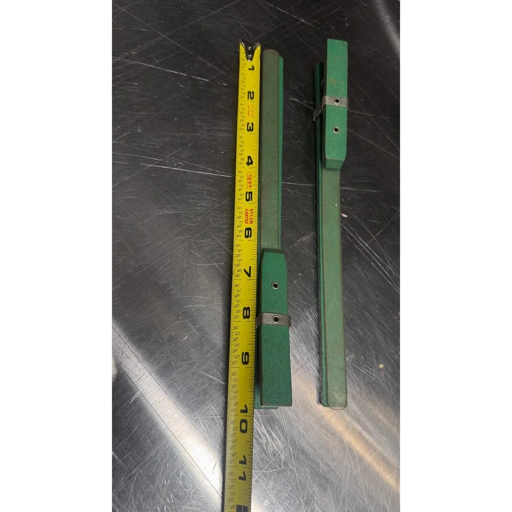 Vintage Green Wood Trouser Skirt Hanger Clips Set of 2 Metal Spring Clamps 9.75